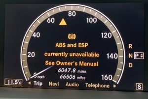 Mercedes W221 ABS ESP fault display on instrument panel
