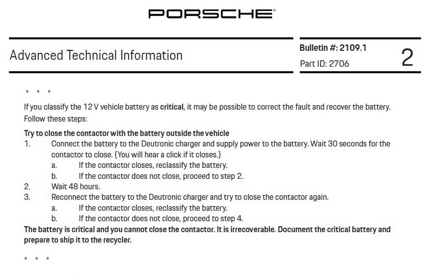Porsche Taycan 12V Lithium Battery 40Ah Tech Info